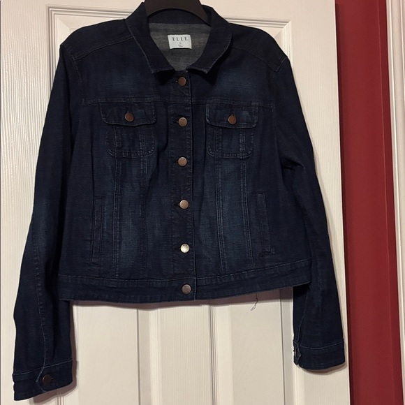 Elle women's Dark dark blue Jean button up jacket size xl - Picture 1 of 7